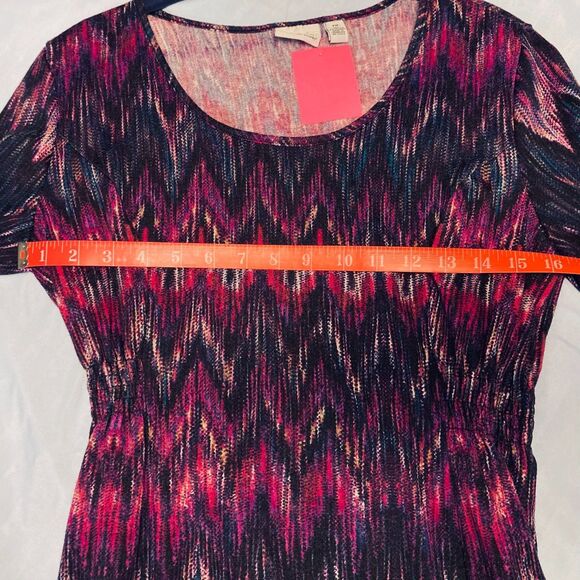 Ken Rogers Petite Medium Midi Dress Boho Artsy Geometric Colorful Stretch 70s - Picture 5 of 9